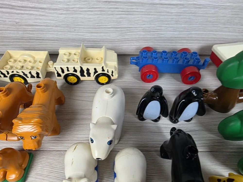 Vtg Lego Duplo Lot Of Animal Zoo Farm Replacement 45 Pcs People Lions Hippo SU6
